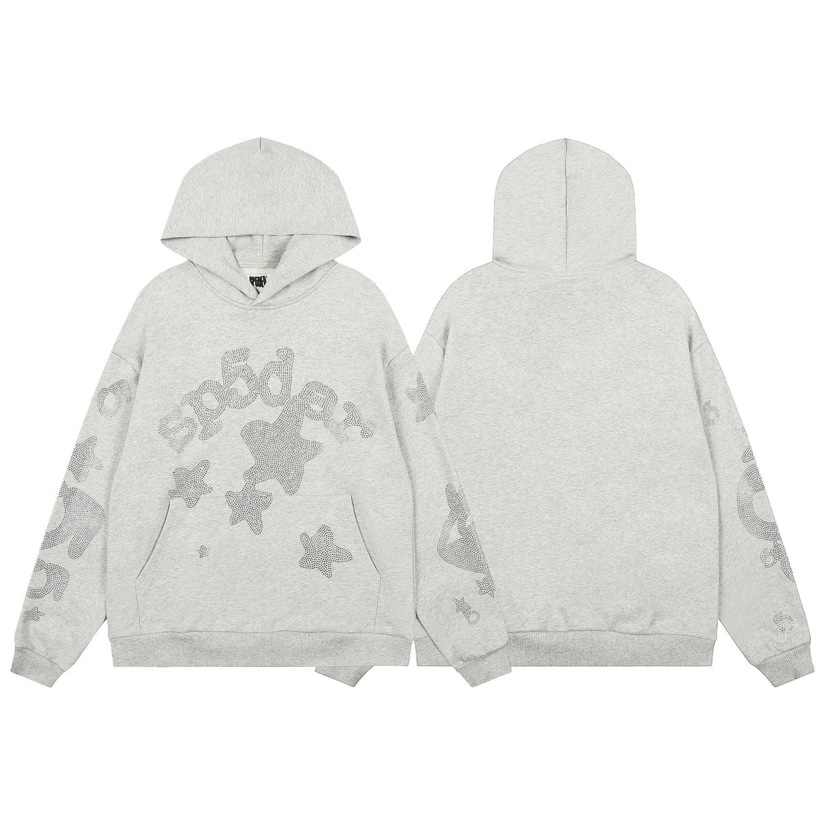 Sp5der Rhinestone Star Hoodie & Sweatpants Matching Set ¡ª front