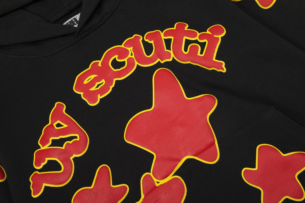 Sp5der Red & Yellow Graphic Hoodie ¡ª detail