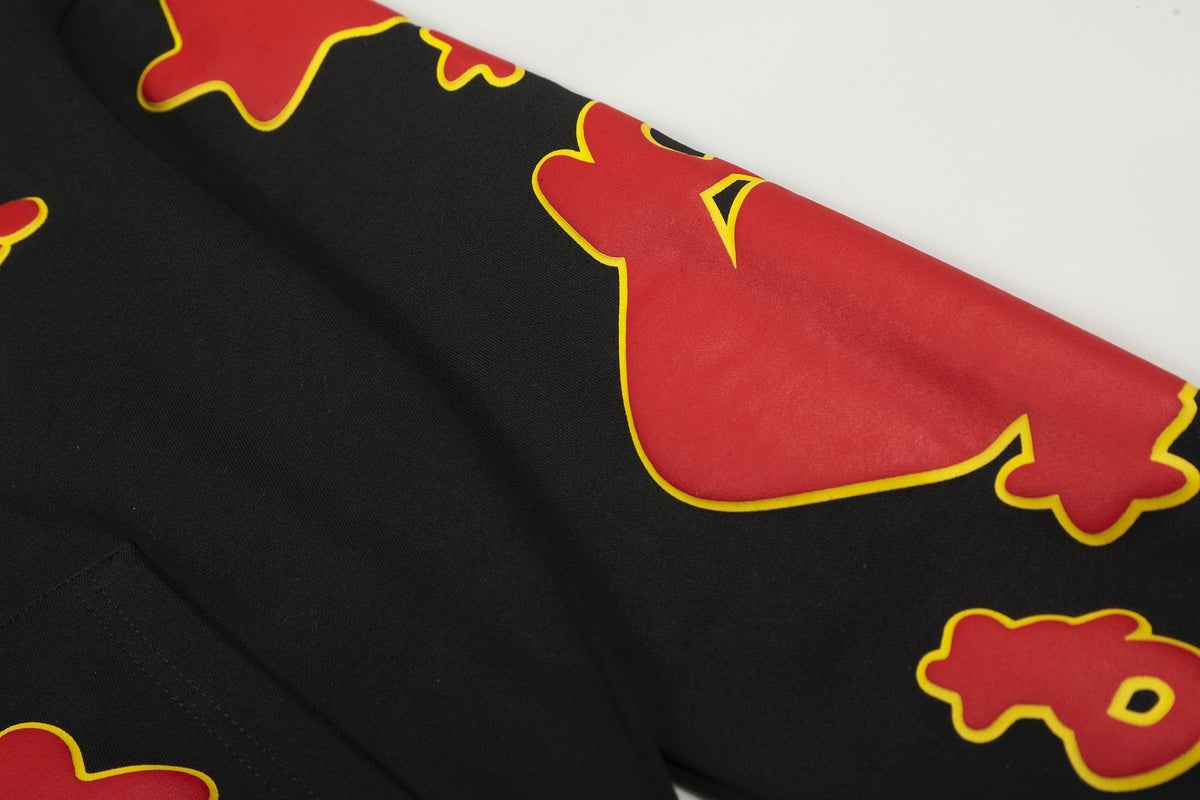 Sp5der Red & Yellow Graphic Hoodie ¡ª detail