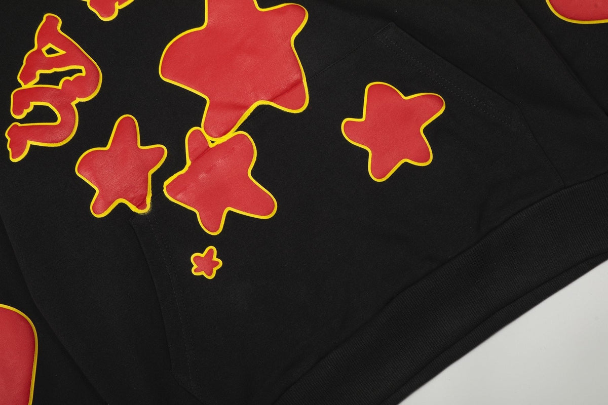 Sp5der Red & Yellow Graphic Hoodie ¡ª detail