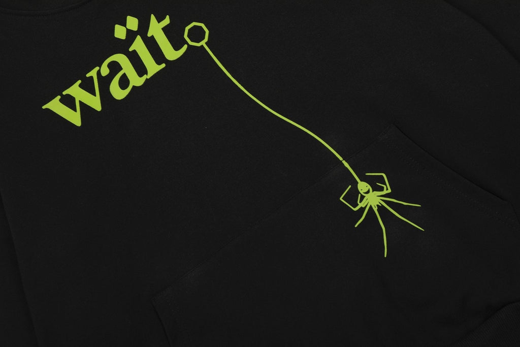 Sp5der Lime Green Web Graphic Pullover Hoodie ¡ª detail