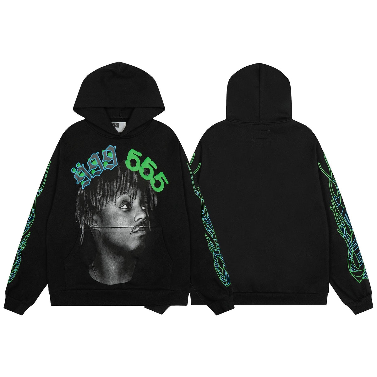 Sp5der Portrait Graphic Hoodie & Jogger Matching Set ¡ª front