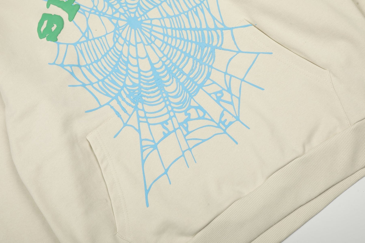 Sp5der Cream Graphic Hoodie & Sweatpants Matching Set ¡ª detail