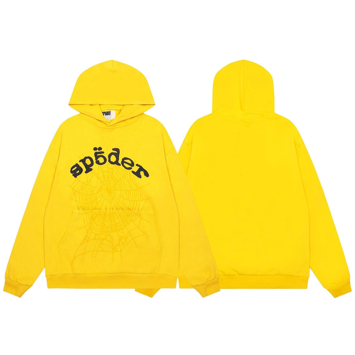 Sp5der Yellow Graphic Hoodie & Sweatpants Matching Set ¡ª front