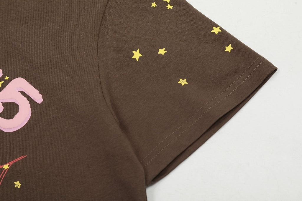 Sp5der Brown Spiderweb Star Graphic T-Shirt ¡ª detail