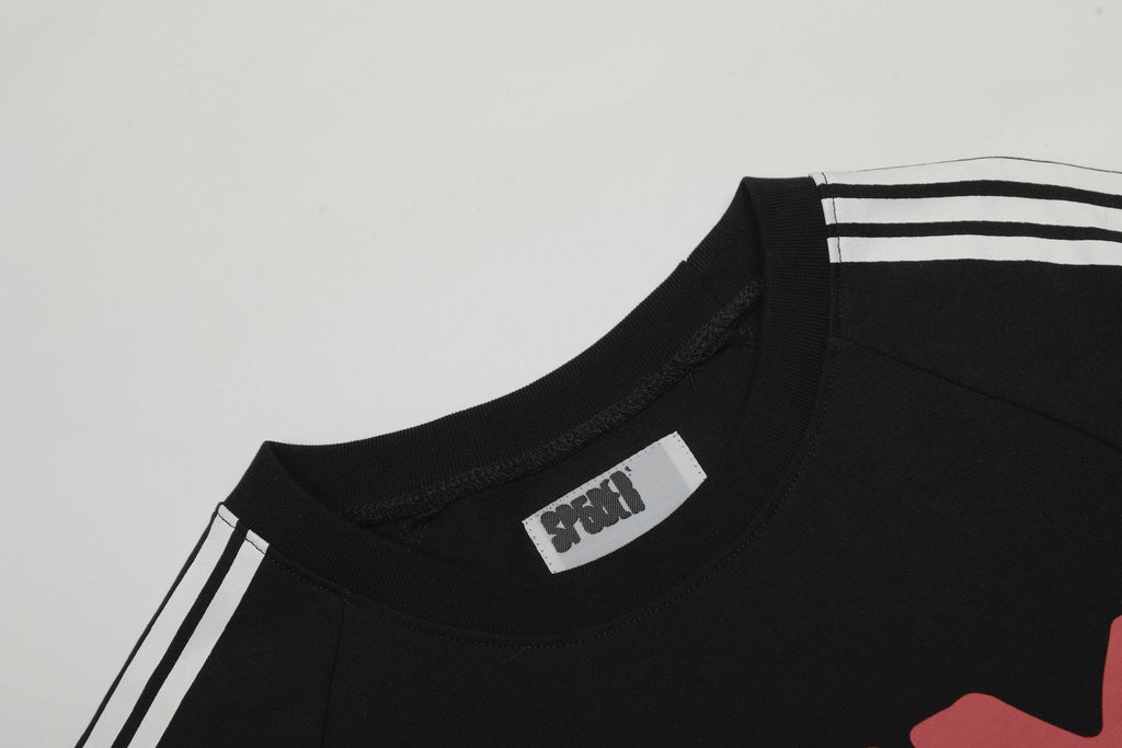 Sp5der Striped Raglan Graphic T-Shirt ¡ª detail
