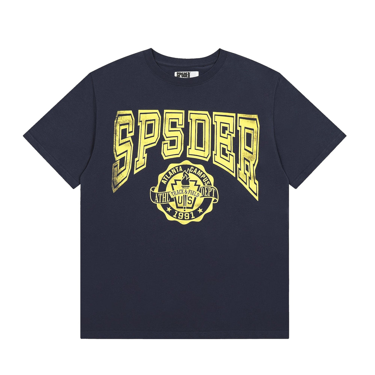 Sp5der Yellow Front Graphic Navy T-Shirt ¡ª hero