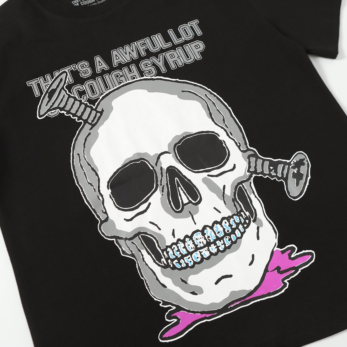 THAT'S A AWFUL LOT OF COUGH SYRUP Skull & Persona Graphic T-Shirt ¡ª detail