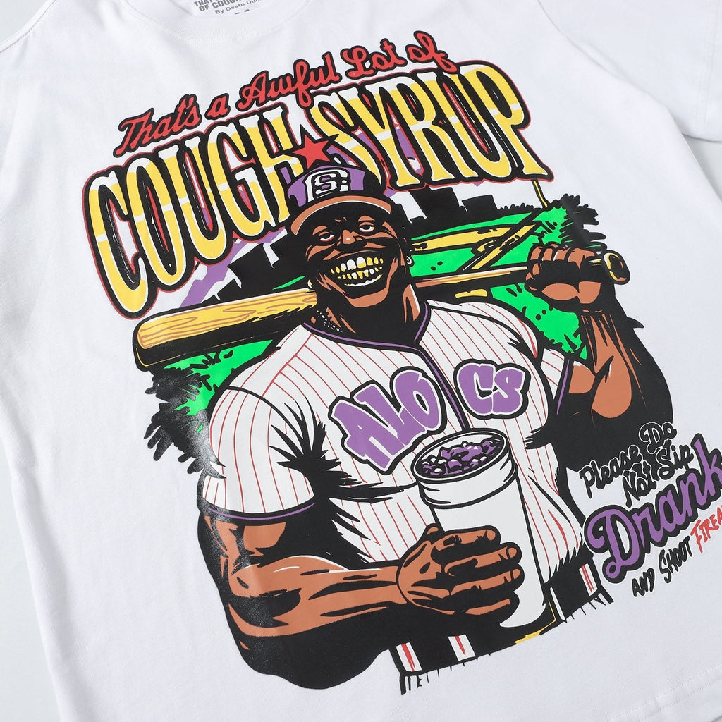 THAT'S A AWFUL LOT OF COUGH SYRUP Baseball Graphic T-Shirt ¡ª detail