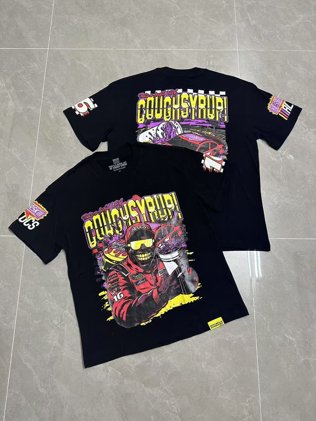 THAT'S A AWFUL LOT OF COUGH SYRUP Racing Graphic Short-Sleeve T-Shirt ¡ª context