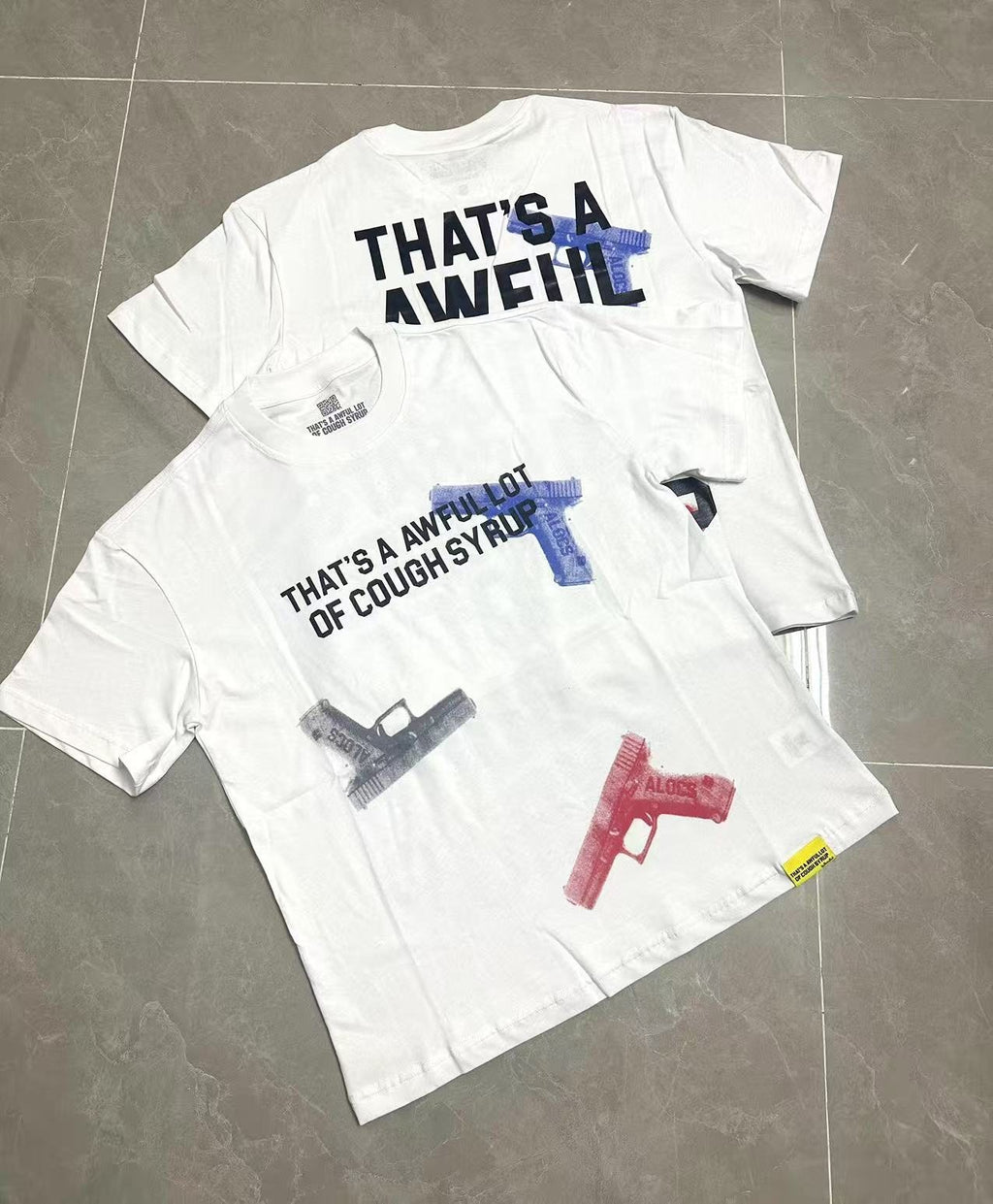THAT'S A AWFUL LOT OF COUGH SYRUP Pistol Graphic Short-Sleeve T-Shirt ¡ª context
