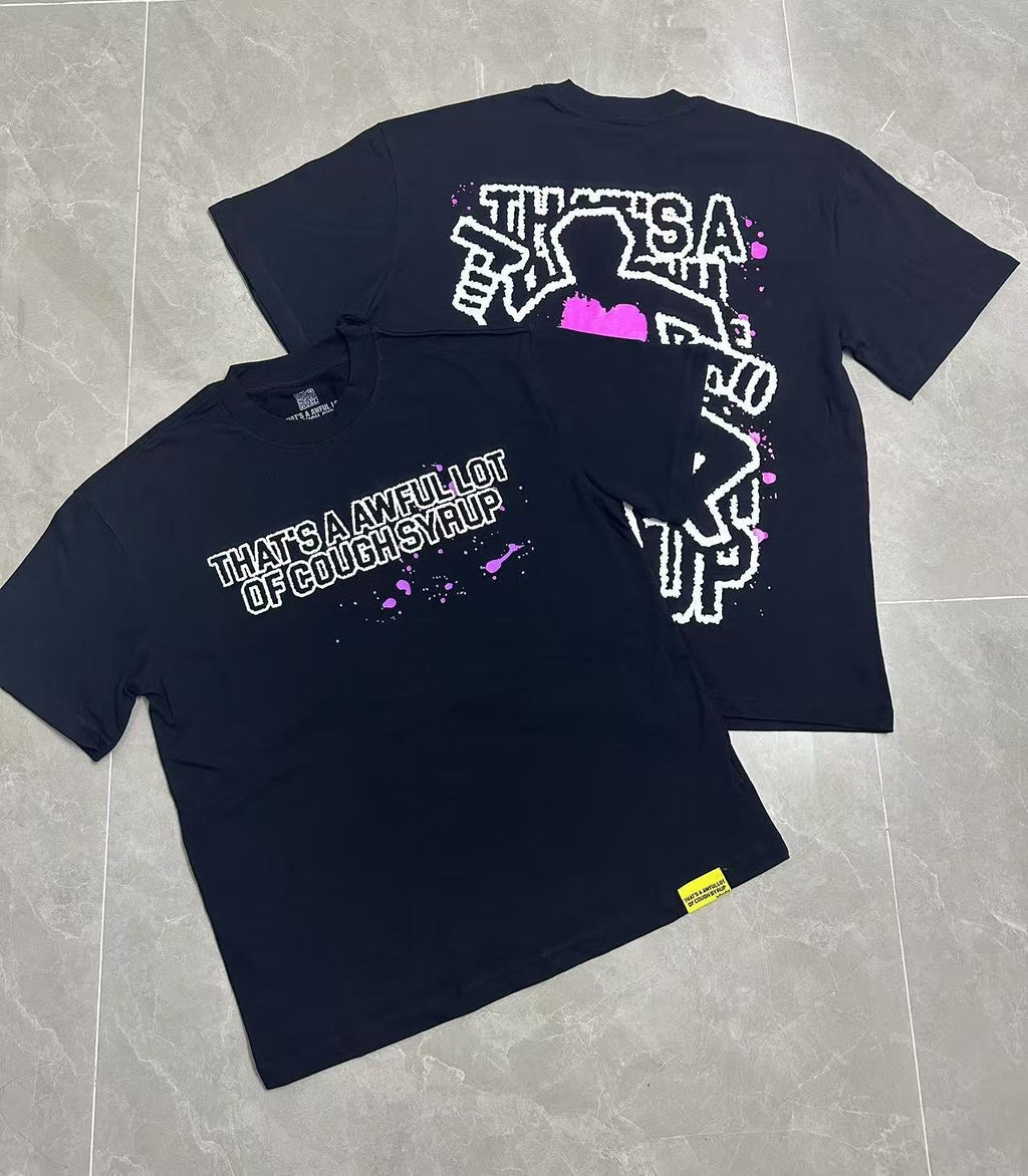THAT'S A AWFUL LOT OF COUGH SYRUP Pink Splatter Heart Graphic T-Shirt ¡ª context