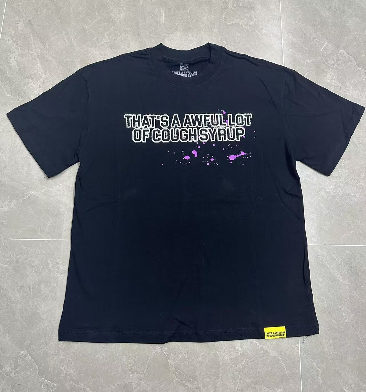 THAT'S A AWFUL LOT OF COUGH SYRUP Pink Splatter Heart Graphic T-Shirt ¡ª front