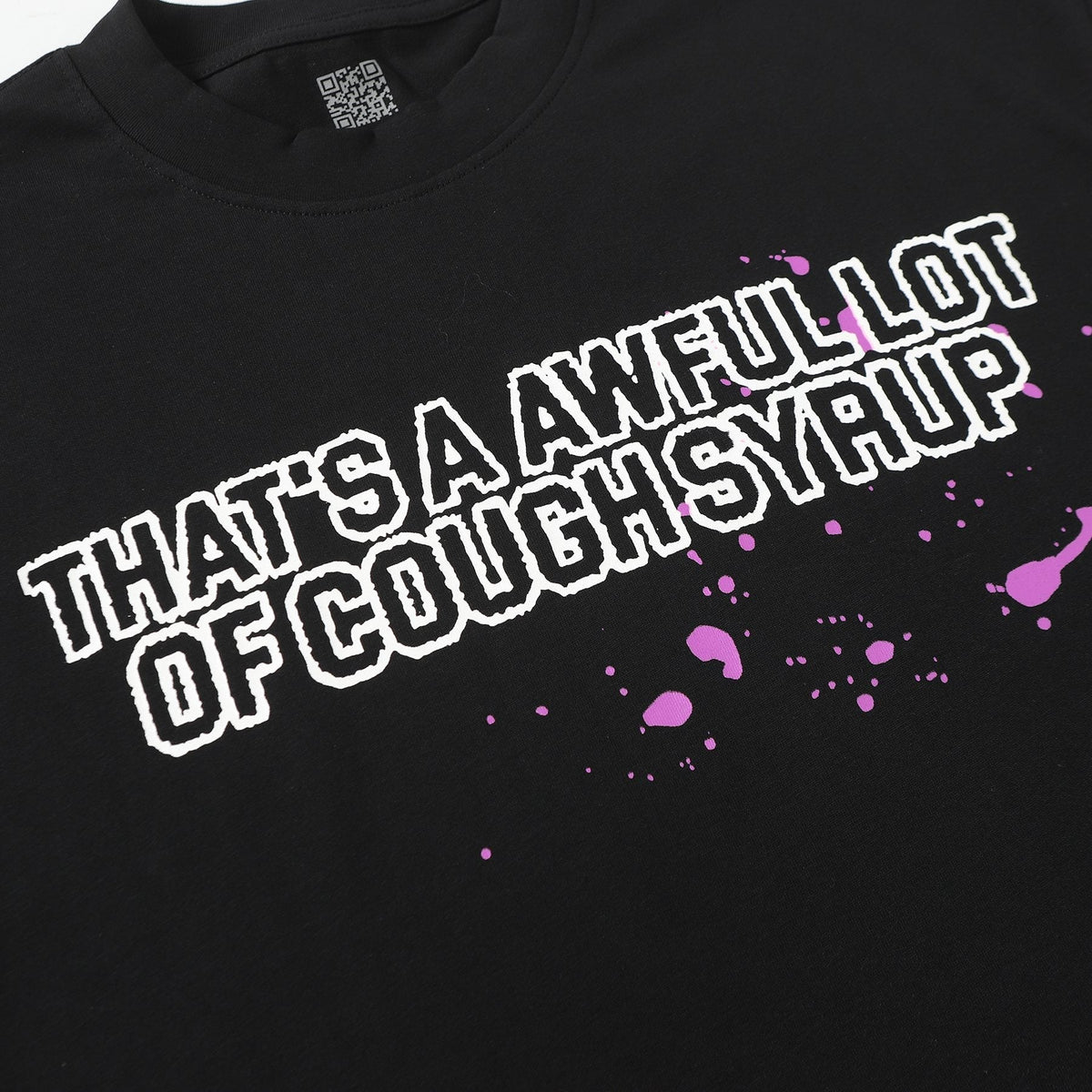 THAT'S A AWFUL LOT OF COUGH SYRUP Pink Splatter Heart Graphic T-Shirt ¡ª detail