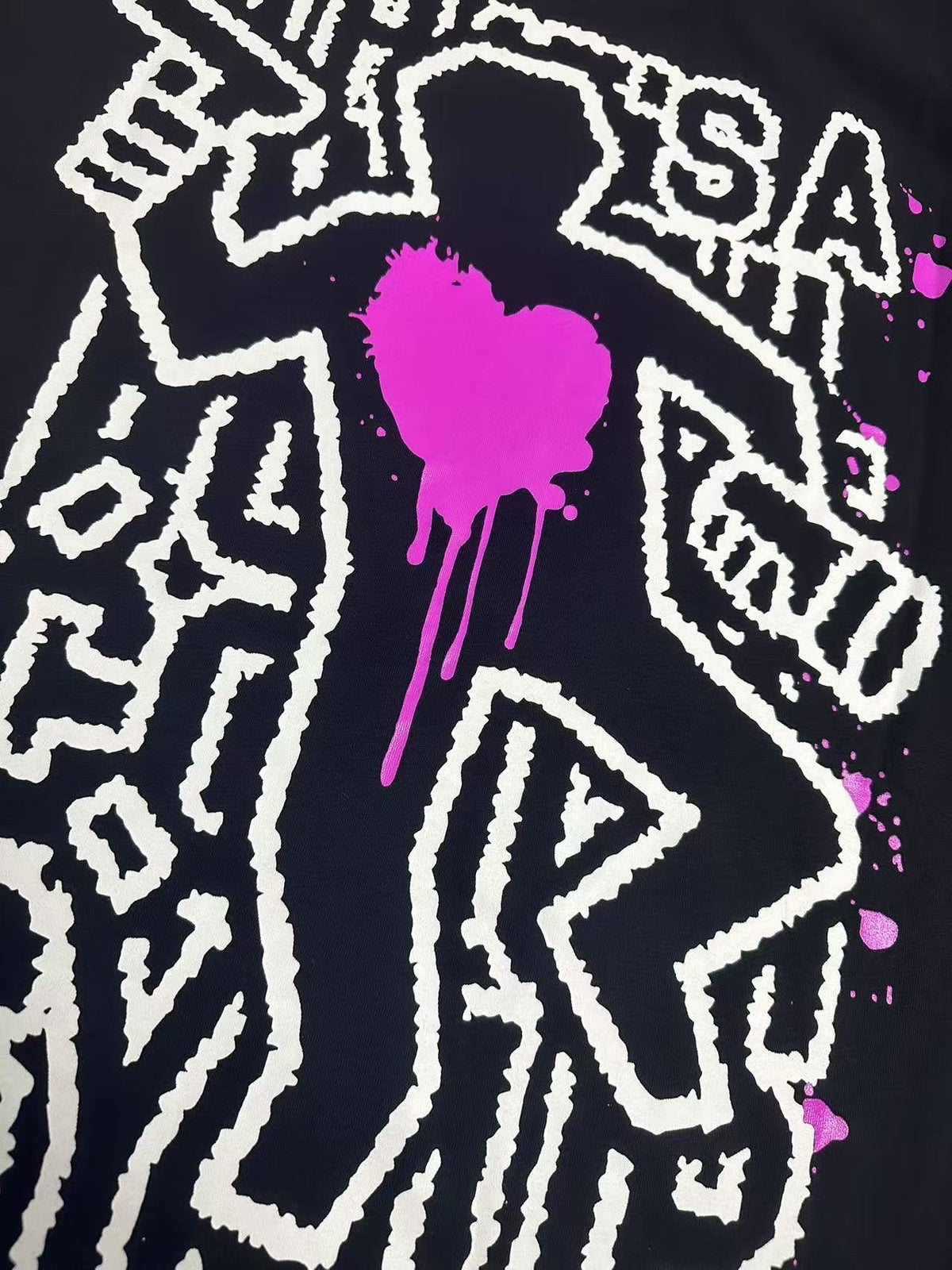 THAT'S A AWFUL LOT OF COUGH SYRUP Pink Splatter Heart Graphic T-Shirt ¡ª detail