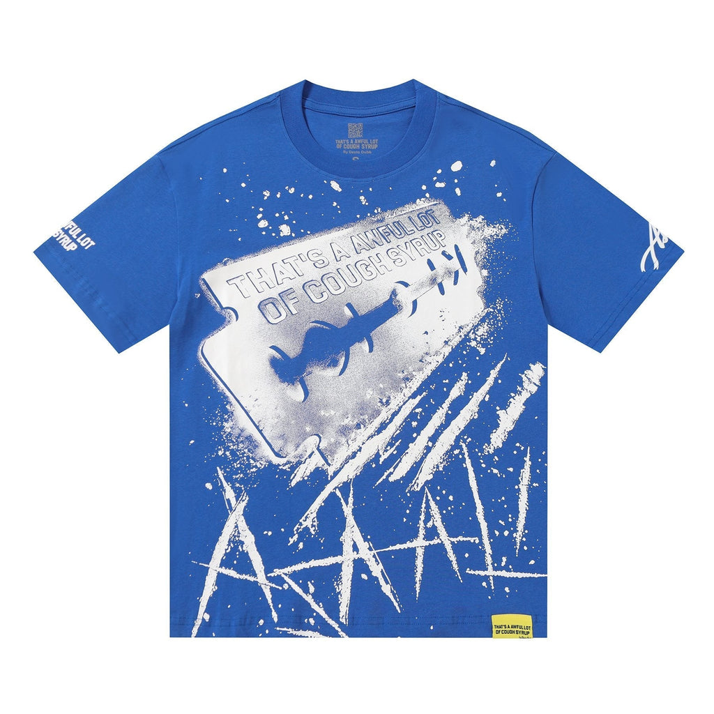 THAT'S A AWFUL LOT OF COUGH SYRUP Blue Graphic T-Shirt ¡ª front