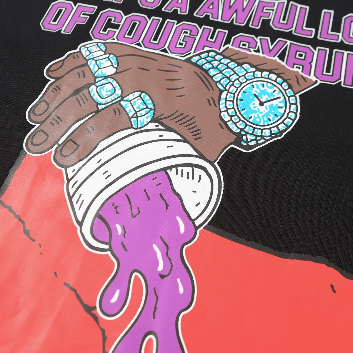 THAT'S A AWFUL LOT OF COUGH SYRUP Front & Back Graphic T-Shirt ¡ª detail