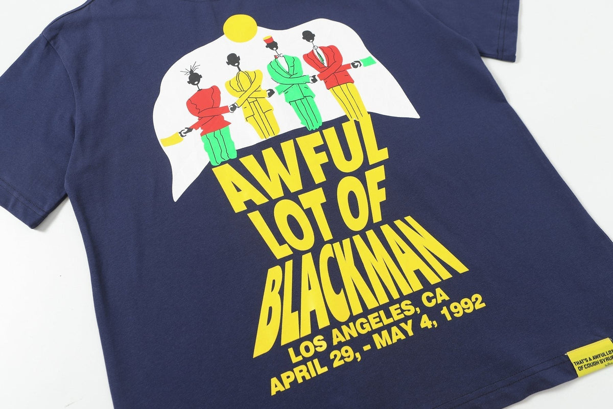 THAT'S A AWFUL LOT OF COUGH SYRUP Navy Graphic Short-Sleeve T-Shirt ¡ª detail