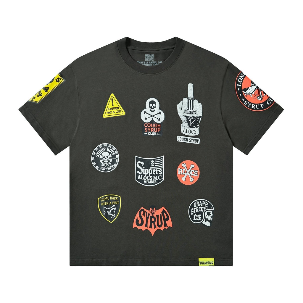 THAT'S A AWFUL LOT OF COUGH SYRUP Patch Graphic Short-Sleeve T-Shirt ¡ª front
