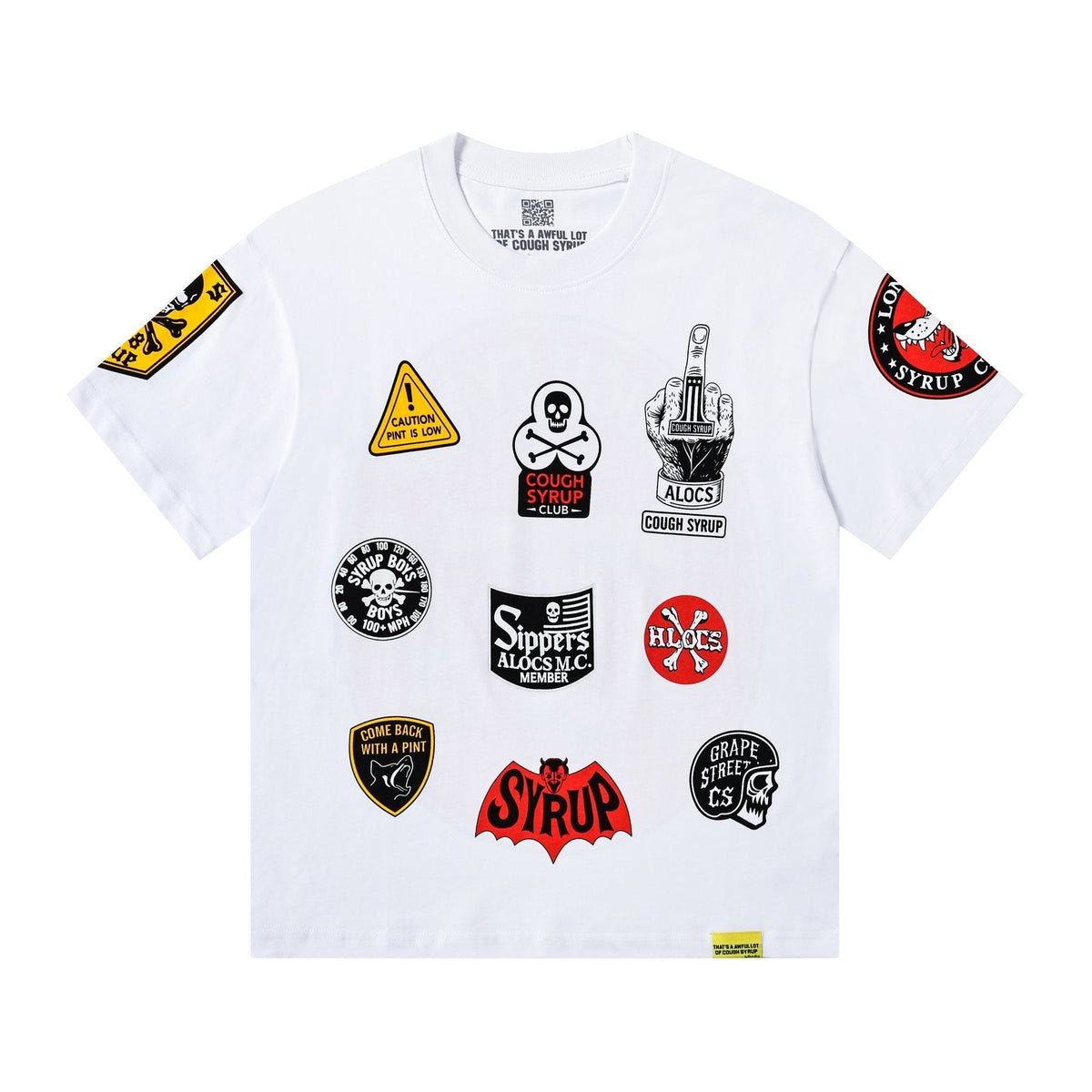 THAT'S A AWFUL LOT OF COUGH SYRUP Patch Graphic Short-Sleeve T-Shirt ¡ª front