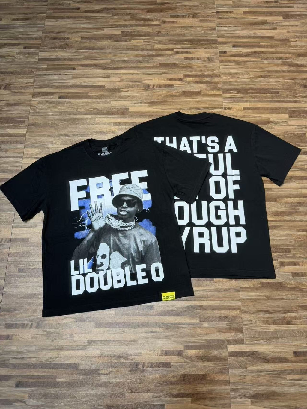 THAT'S A AWFUL LOT OF COUGH SYRUP White & Blue Graphic T-Shirt ¡ª context
