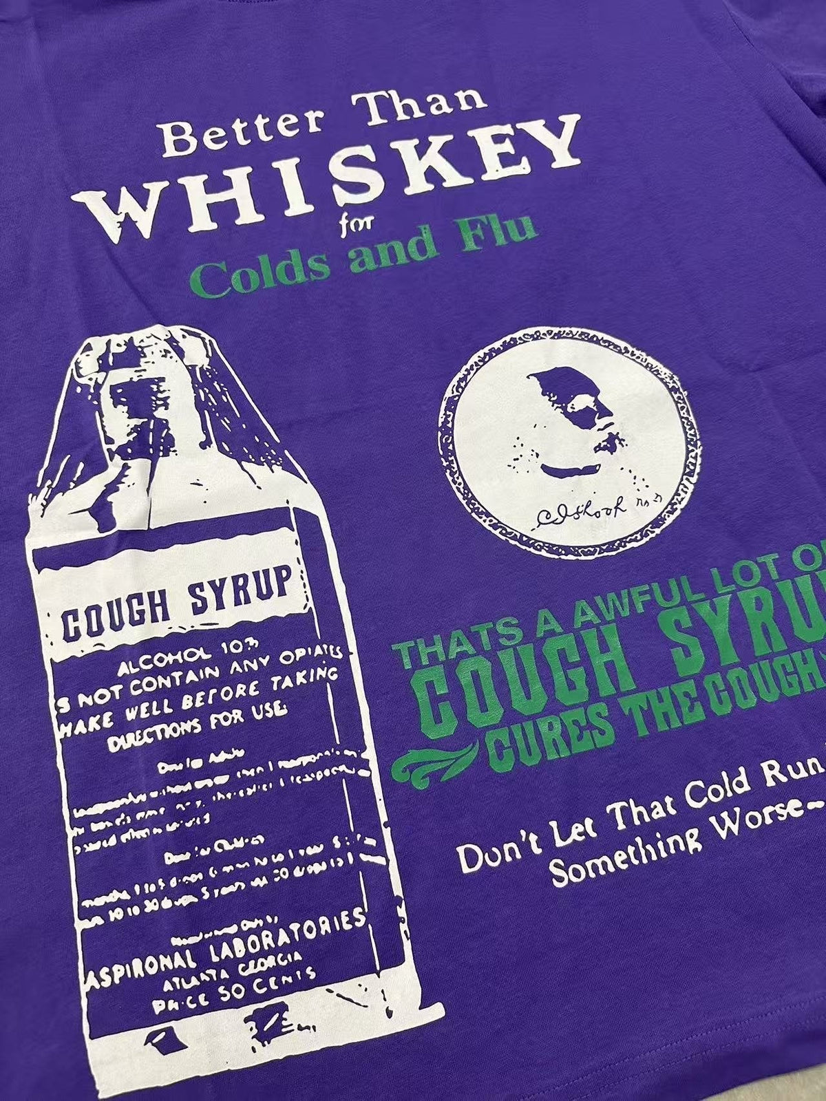 THAT'S A AWFUL LOT OF COUGH SYRUP Purple Front & Back Graphic T-Shirt ¡ª detail