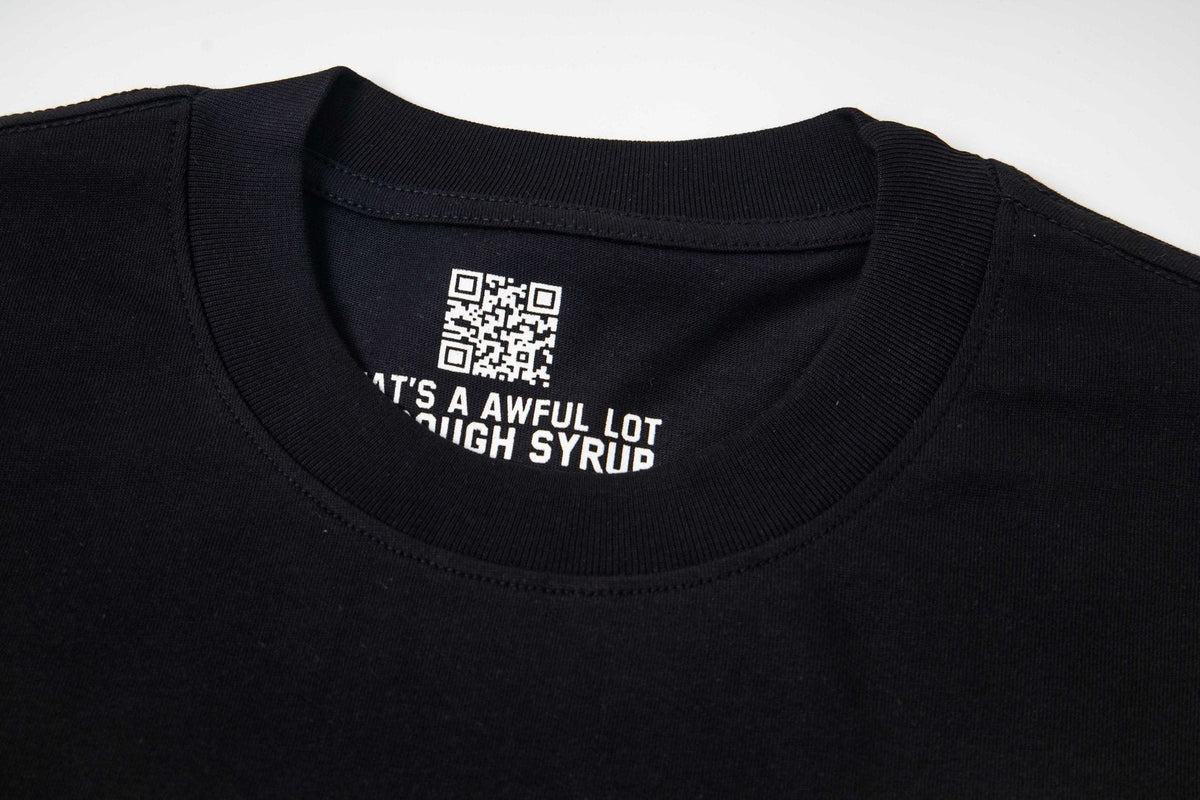 THAT'S A AWFUL LOT OF COUGH SYRUP Black Back-Print Short-Sleeve T-Shirt ¡ª neck_label