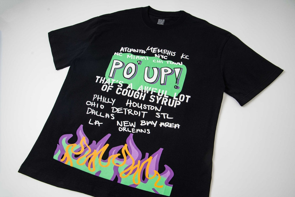 THAT'S A AWFUL LOT OF COUGH SYRUP PO UP Flame Graphic Short-Sleeve T-Shirt ¡ª front