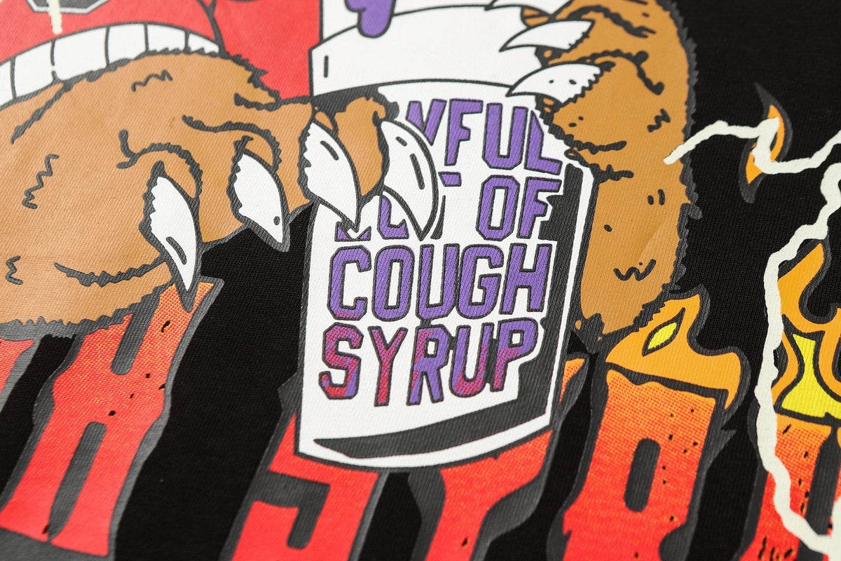 THAT'S A AWFUL LOT OF COUGH SYRUP Bear Lightning Graphic T-Shirt ¡ª detail