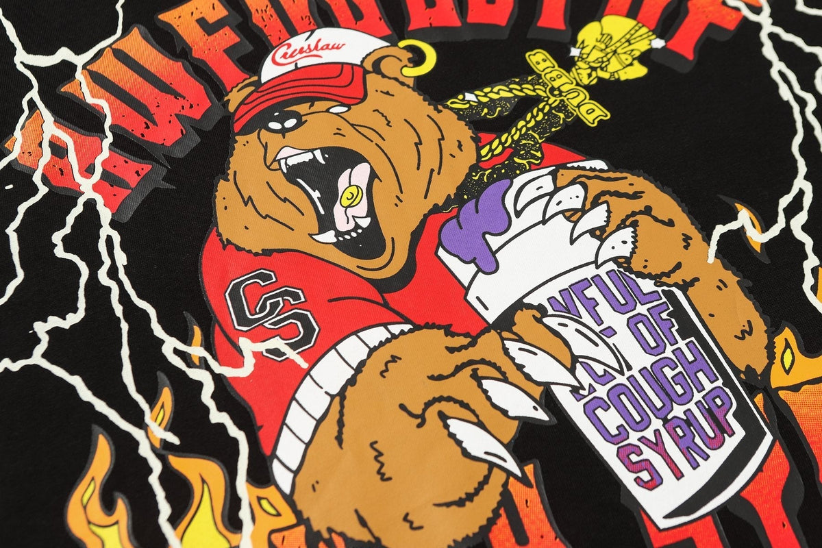 THAT'S A AWFUL LOT OF COUGH SYRUP Bear Lightning Graphic T-Shirt ¡ª detail