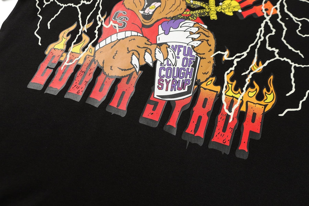 THAT'S A AWFUL LOT OF COUGH SYRUP Bear Lightning Graphic T-Shirt ¡ª detail
