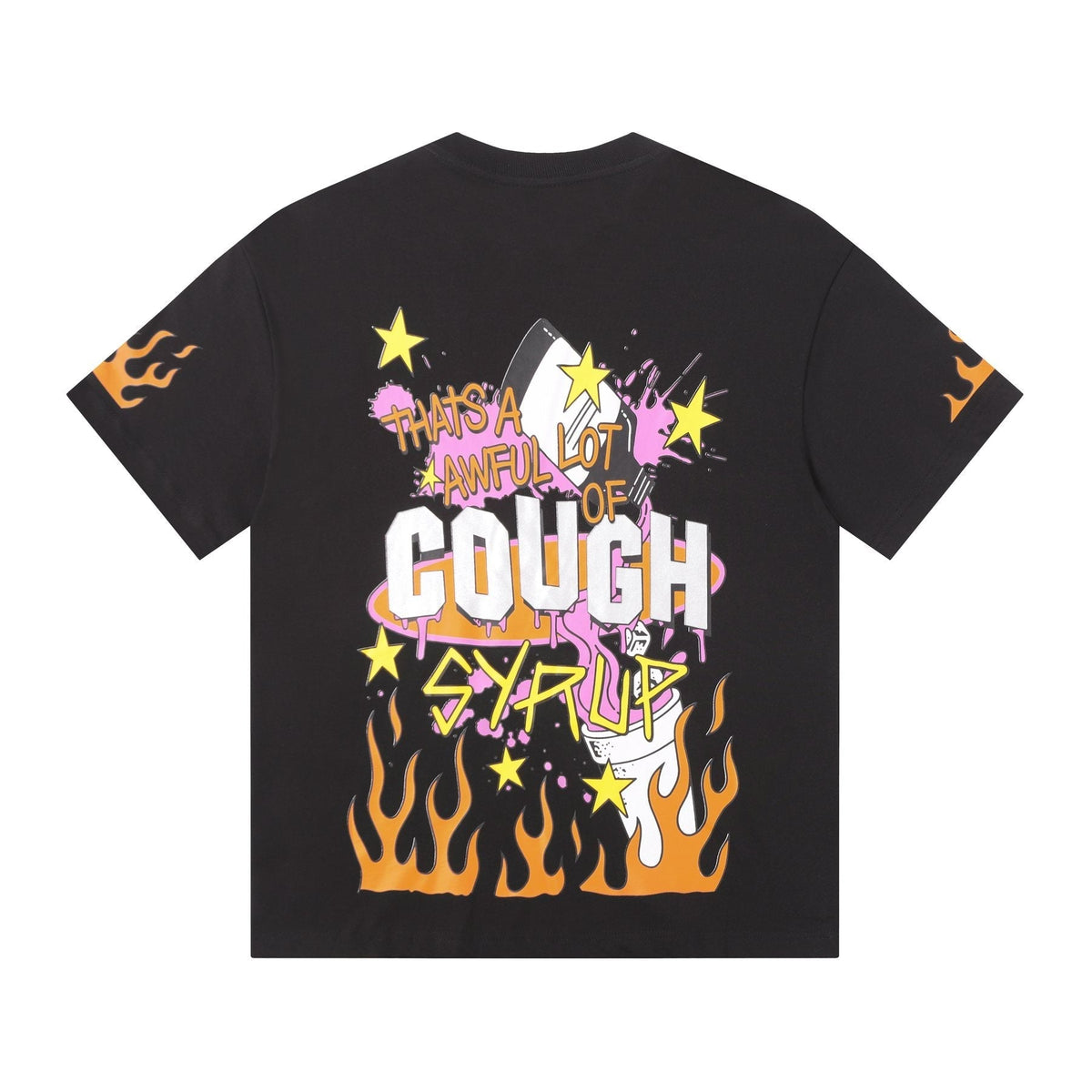 THAT'S A AWFUL LOT OF COUGH SYRUP Flame Graphic Short-Sleeve T-Shirt ¡ª back