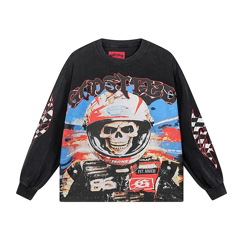 Godspeed Out of Many One Racing Graphic Long-Sleeve T-Shirt ¡ª hero