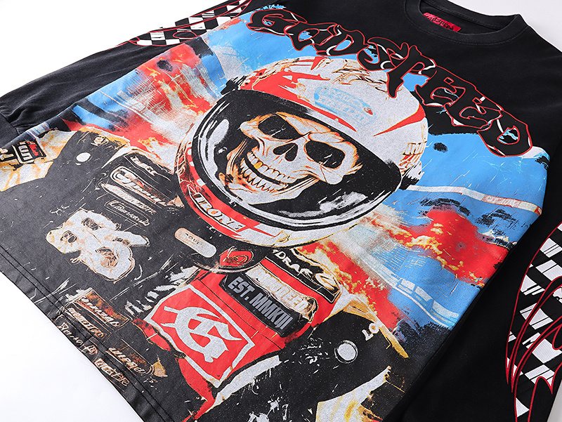 Godspeed Out of Many One Racing Graphic Long-Sleeve T-Shirt ¡ª detail