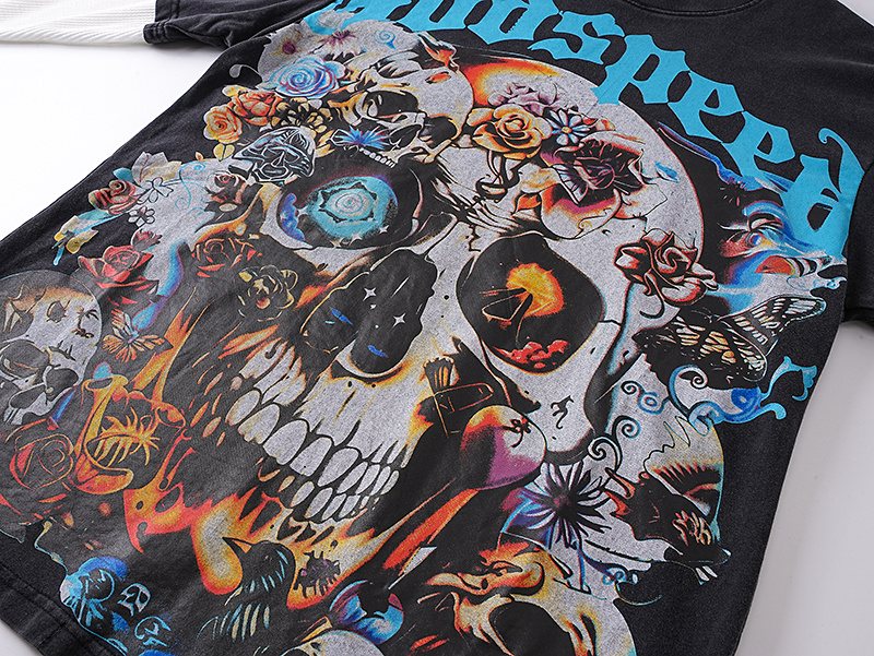 Godspeed Skull Floral Layered-Look Long-Sleeve T-Shirt ¡ª detail