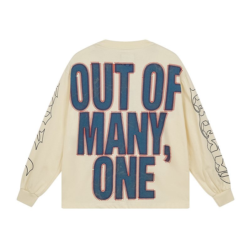 Godspeed Out of Many One Baseball Graphic Long-Sleeve T-Shirt ¡ª back