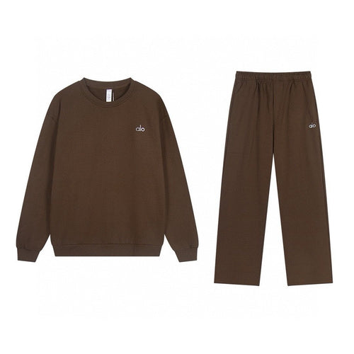alo Small Logo Crewneck Sweatshirt & Sweatpants Matching Set ¡ª front