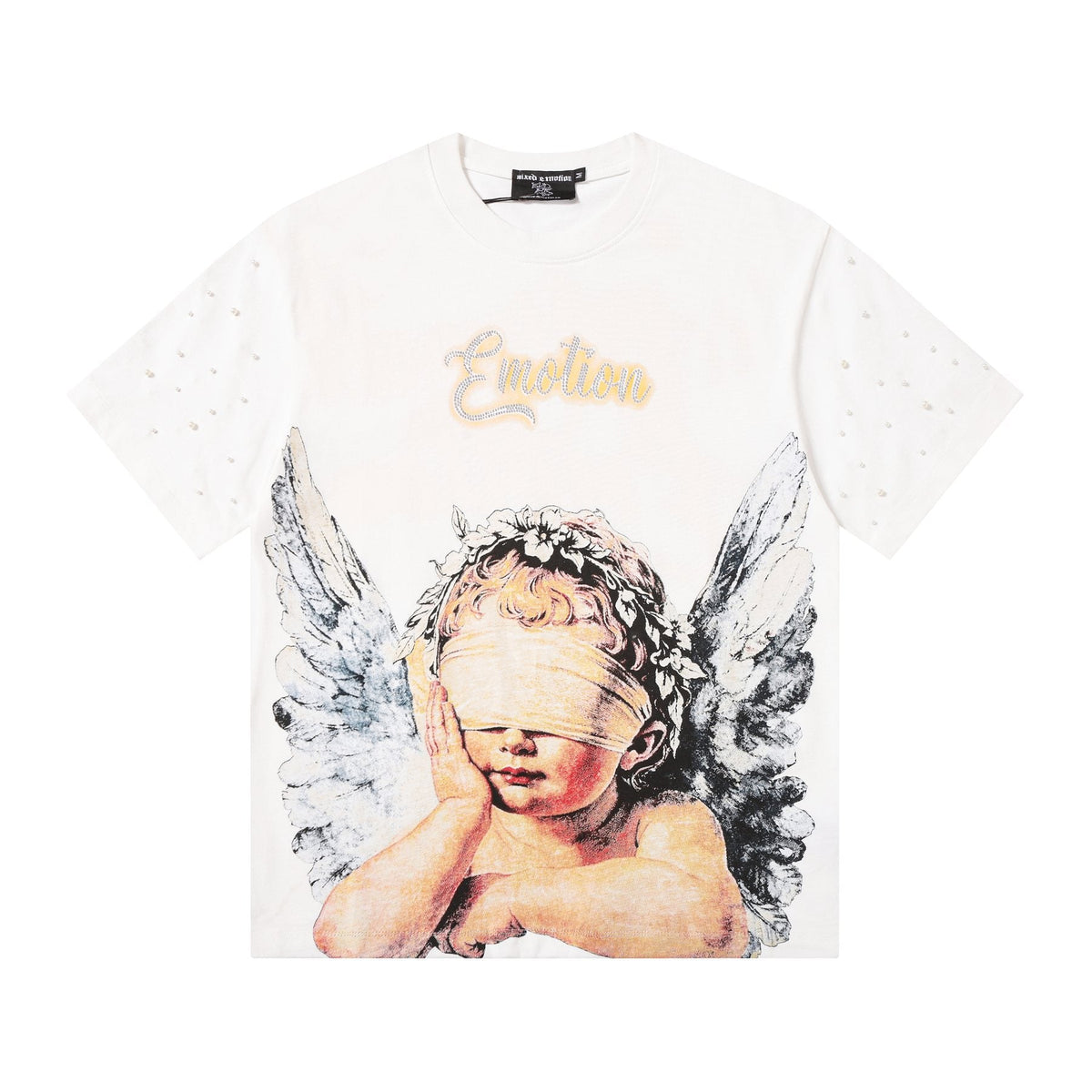 MIXED EMOTION Angel Graphic Pearl-Sleeve T-Shirt ¡ª front