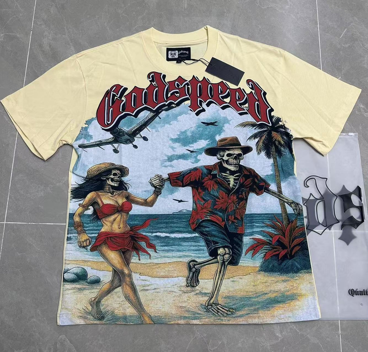 Godspeed Beach Skeleton Graphic T-Shirt ¡ª context