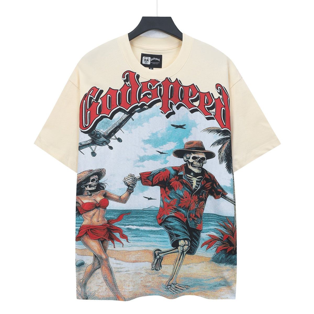 Godspeed Beach Skeleton Graphic T-Shirt ¡ª front