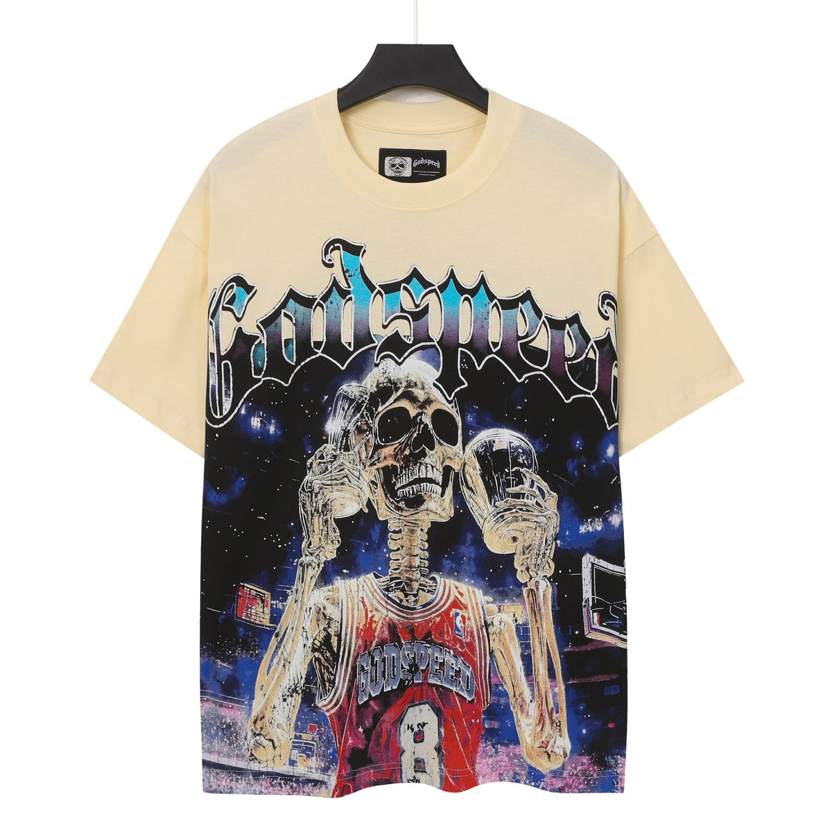 Godspeed Skeleton Basketball Graphic T-Shirt ¡ª front