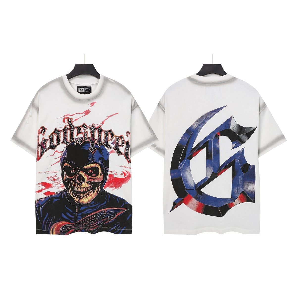 Godspeed Skull Graphic Distressed Sleeve T-Shirt ¡ª comparison