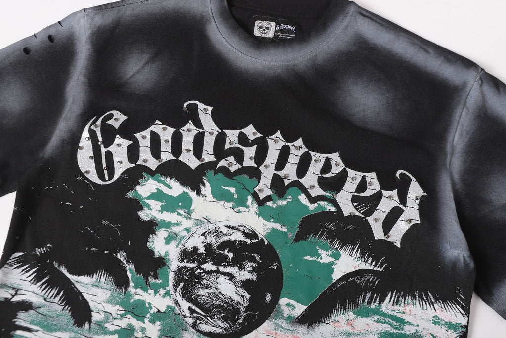 Godspeed Puffito Paradise Spray-Dye Graphic T-Shirt ¡ª detail