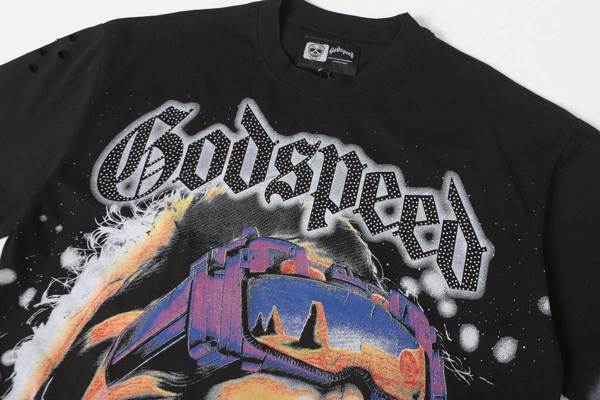 Godspeed New Born Rhinestone Graphic T-Shirt ¡ª detail