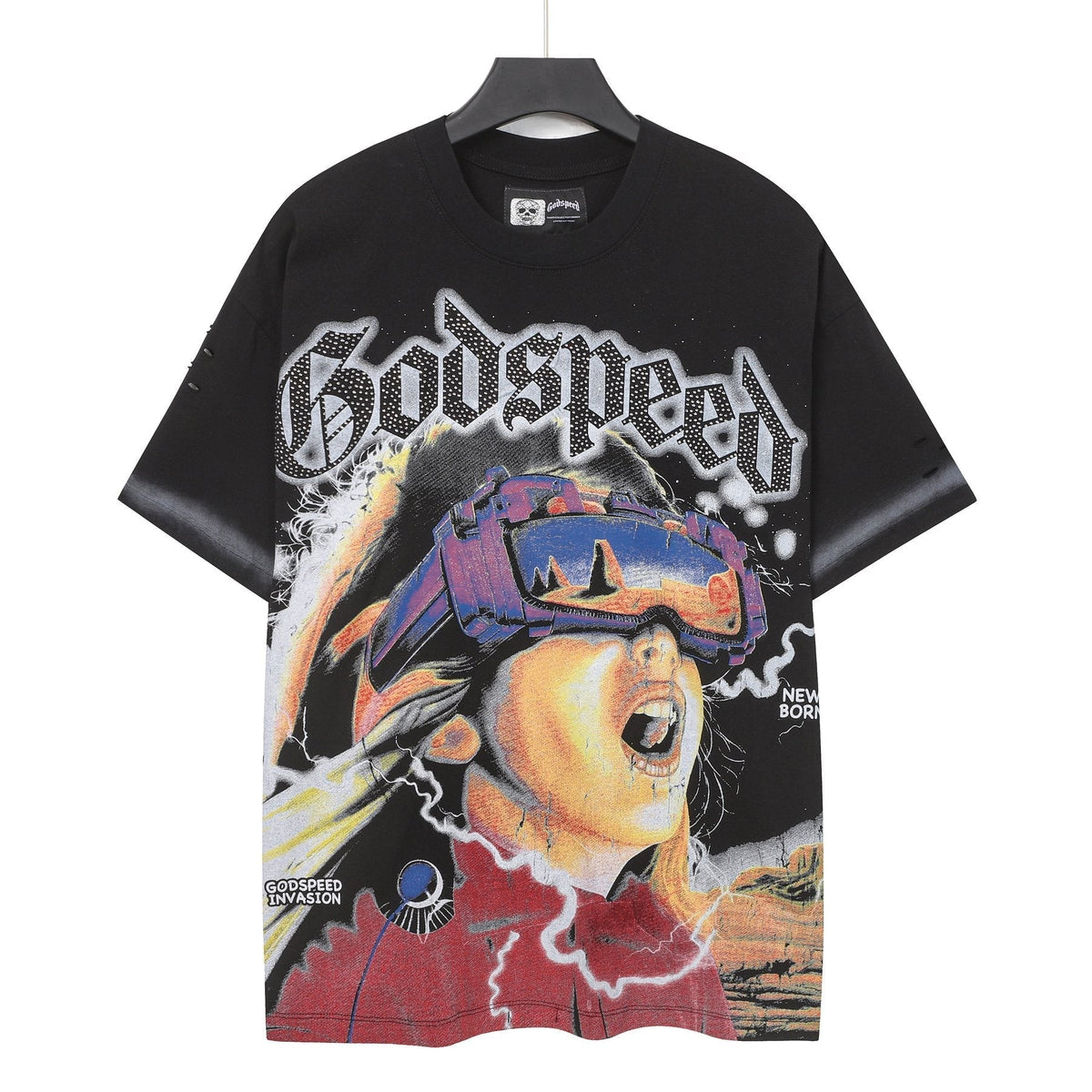Godspeed New Born Rhinestone Graphic T-Shirt ¡ª front