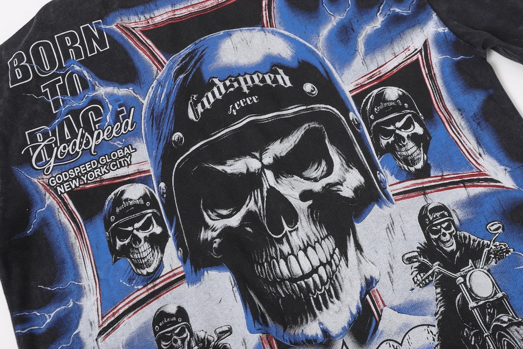 Godspeed Born to Raise Hell Distressed Graphic T-Shirt ¡ª detail