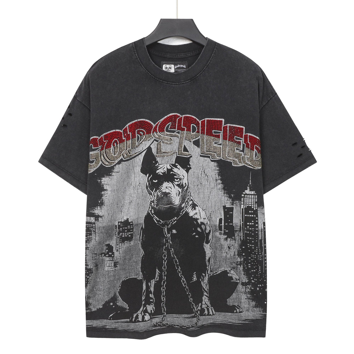 Godspeed Dog Graphic Distressed Sleeve T-Shirt ¡ª hero