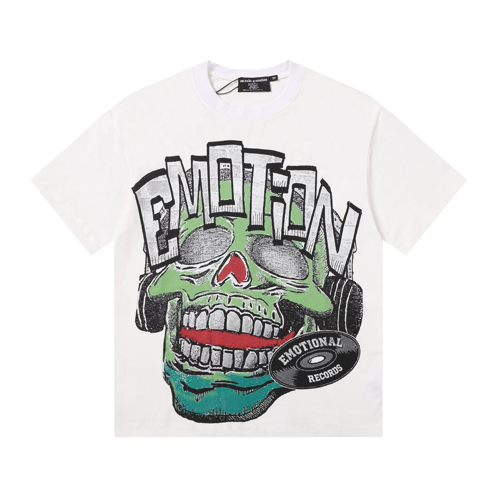 MIXED EMOTION Skull Headphones Graphic Short-Sleeve T-Shirt ¡ª hero
