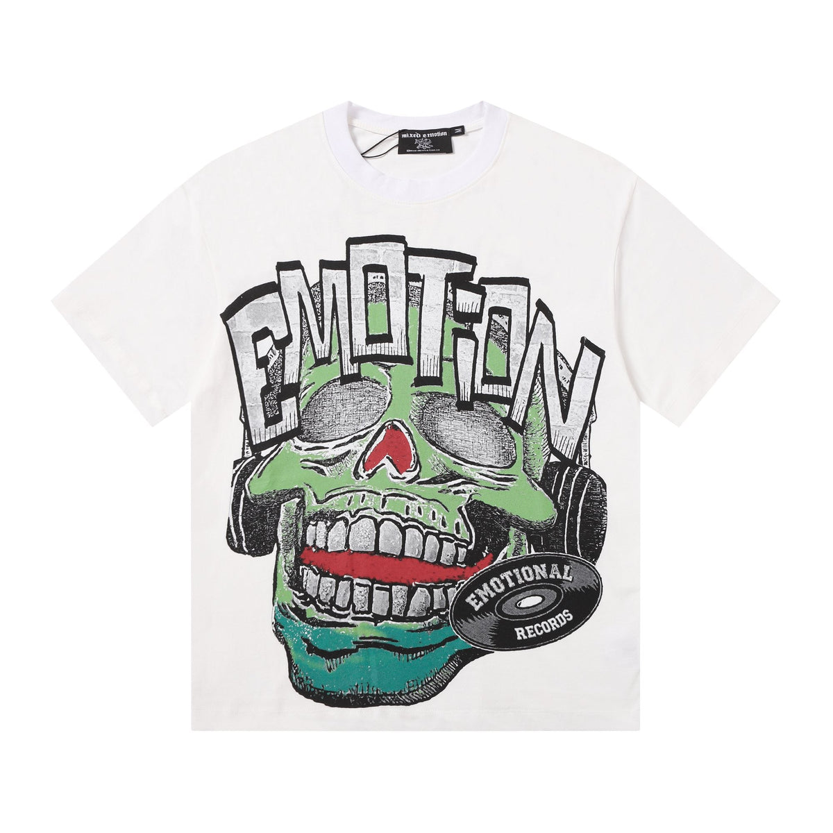 MIXED EMOTION Skull Headphones Graphic Short-Sleeve T-Shirt ¡ª hero