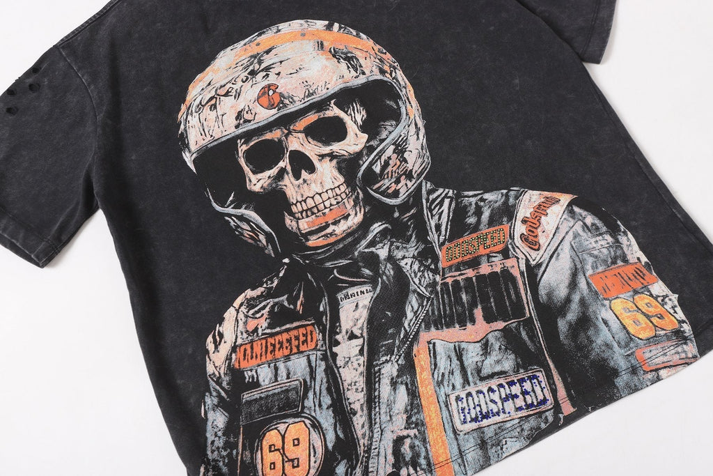 Godspeed Distressed Rhinestone Graphic T-Shirt ¡ª detail